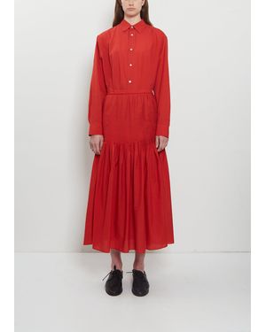 AURALEE Super Fine Cotton Lawn Pin-tuck Skirt - Red