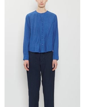 Pas De Calais Organic Cotton Pintucks Blouse - Blue
