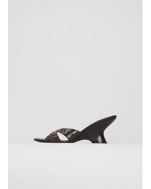 Dries Van Noten Perforated Leather Wedge Sandal - White