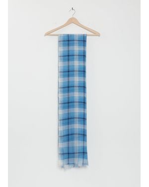 Denis Colomb Amara Plaid Cashmere Silk Shawl - Blue