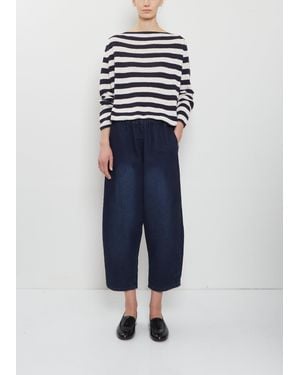 Apuntob Denim Curved Trousers - Blue