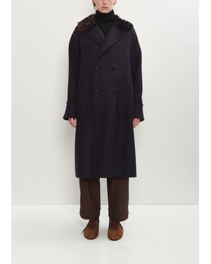 Plan C Double Wool Sequins Coat - Blue