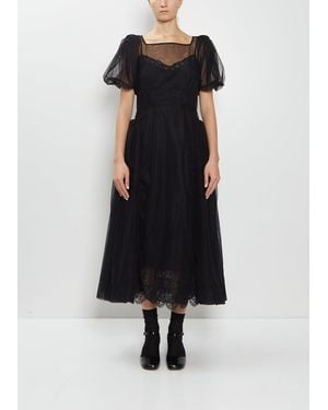 Simone Rocha Bow Puff Sleeve Hip Detail Tulle Dress - Black
