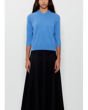 6397 Elbow V-neck Cashmere Sweater - Blue