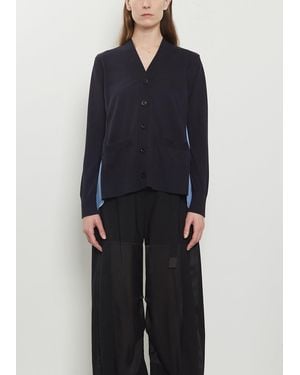Sacai Poplin X Cotton Knit Cardigan - Blue