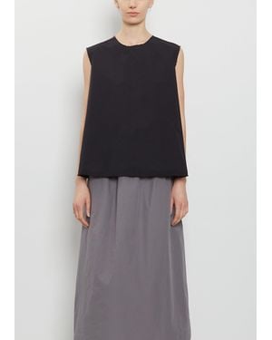 Scha Paper Cotton Pleated Back Top - Black