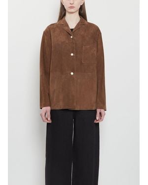 The Row Janine Suede Shirt - Brown