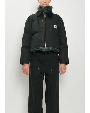 SACAI X CARHARTT WIP Cotton Canvas Cropped Duck Puffer Jacket - Black
