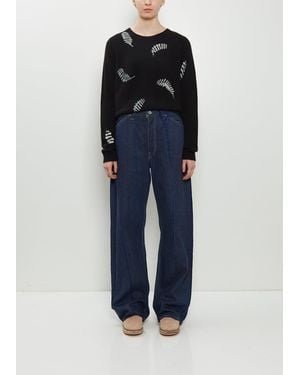 Suzusan Cotton Denim Loose Fit Pants - Blue