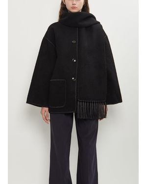 TOTEME Heavy Wool Embroidered Scarf Jacket - Black