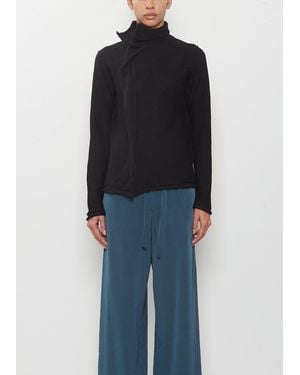 Y's Yohji Yamamoto Drape High Neck Wool Jumper - Black
