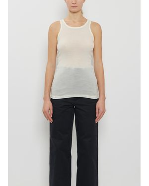 AURALEE Wool Silk Soft Rib Tank - Blue