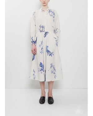 Pas De Calais Japonism Flower Print Dress - White