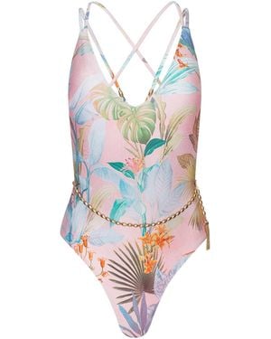 L'Agence Breana Plunge One-Piece Swimsuit - Pink