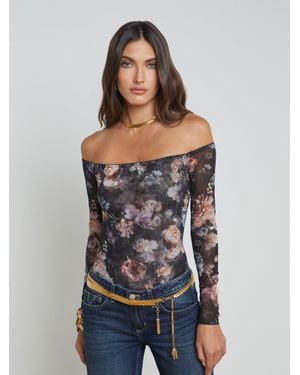 L'Agence Peonie Off-The-Shoulder Bodysuit - Blue