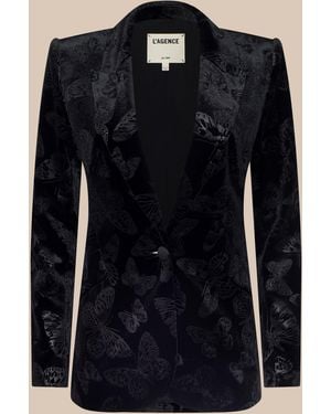 L'Agence Chamberlain Velvet Blazer - Blue
