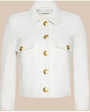 L'Agence Kumi Cropped Leather Jacket - Blue