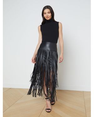 L'Agence Karolina Fringe Skirt - Black