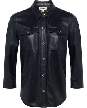 L'Agence 'Agence Avina Leather Shirt - Black