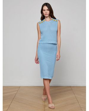 L'Agence Lacen Pointelle Knit Skirt - Blue