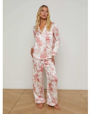 L'Agence 'Agence Inez Silk Long Pajama Set - Pink