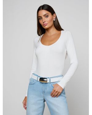 L'Agence Cassandra Ruched Bodysuit - White
