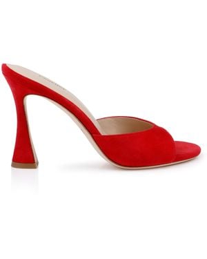 L'Agence Avery Suede Open-Toe Mule - Red