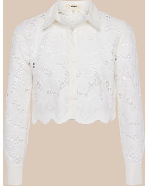 L'Agence Seychelle Lace Cropped Blouse - White