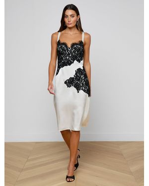 L'Agence Fenna Silk Lace Dress - White