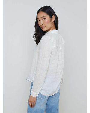 L'Agence Tyler Linen Blouse Top - White