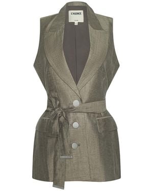 L'Agence Harper Linen-Blend Vest - Brown