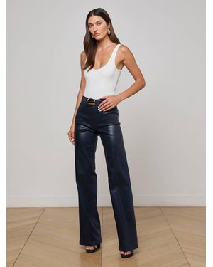 L'Agence Clayton Coated Wide-Leg Jean - Blue
