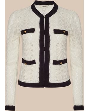 L'Agence Zephyra Pointelle Knit Cardigan - Natural