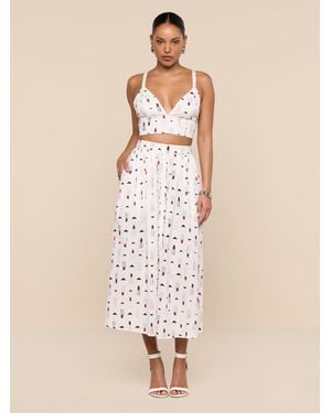 L'Agence Seina Poplin Midi Skirt - Natural