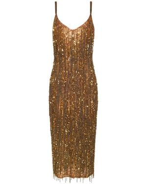 L'Agence Noella Sequin Fringe Dress - Natural