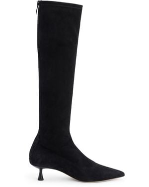 L'Agence Emilie Suede Kitten-Heel Boot - Black