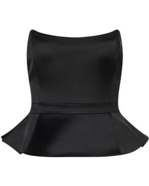 L'Agence Meliora Corset Peplum Top - Black