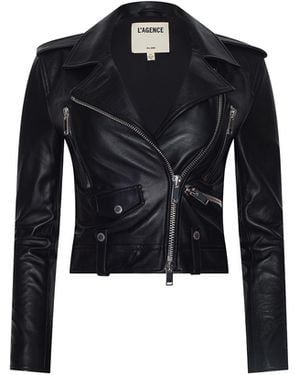 L'Agence Blakely Leather Biker Jacket - Black