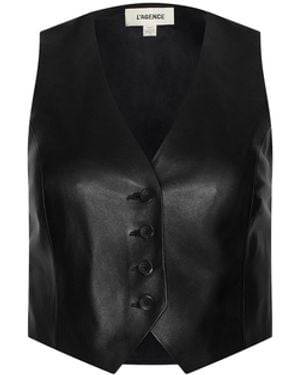 L'Agence Jianna Leather Vest - Black