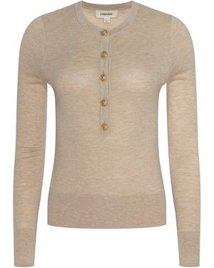L'Agence Ronda Knit Henley Top - Natural