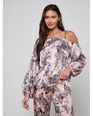 L'Agence 'Agence Asami Chain One-Shoulder Blouse Top - Pink