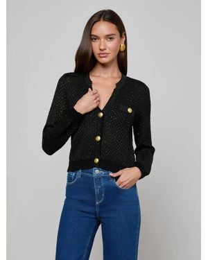 L'Agence Blanca Sequin Cardigan - Blue