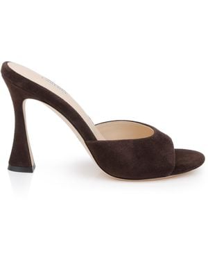 L'Agence Avery Suede Open-Toe Mule - Brown