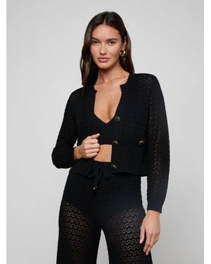 L'Agence 'Agence Orla Pointelle Knit Cardigan - Black