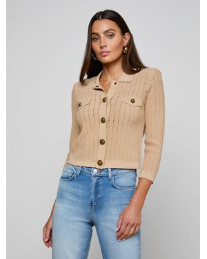 L'Agence Risa Collared Cardigan - Blue