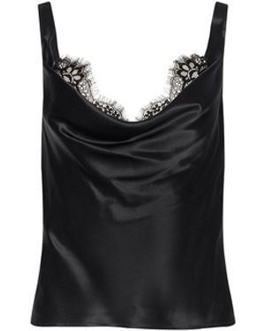 L'Agence Evadne Silk Lace Camisole - Black