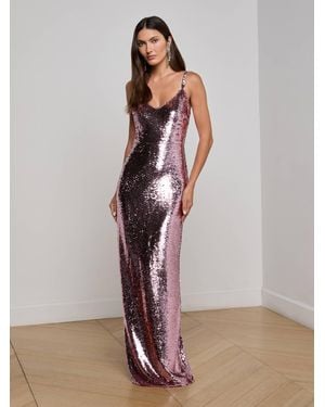 L'Agence Karma Sequin Maxi Dress - Purple