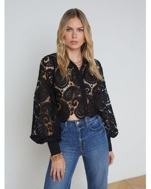 L'Agence Odelia Lace Blouse Top - Blue