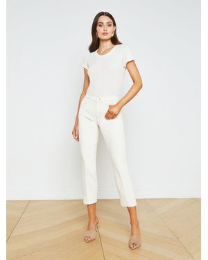 L'Agence Sada Slim-Leg Cropped Jean - White