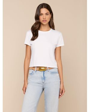 L'Agence Aileen Cotton Crewneck T-Shirt - Blue